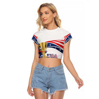 Personalized United States Soccer Raglan Cropped T Shirt 2025 USA Champions - Wonder Print Shop