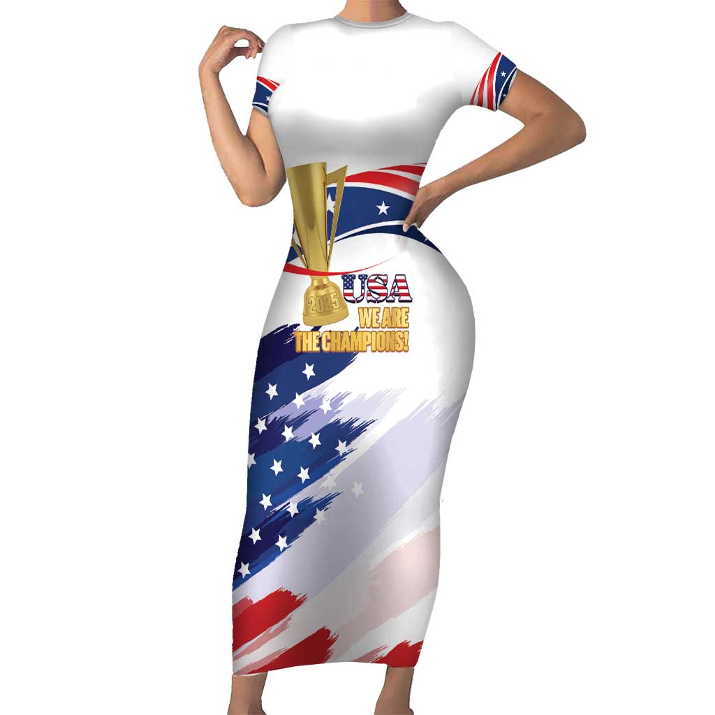 Personalized United States Soccer Short Sleeve Bodycon Dress 2025 USA Champions - Wonder Print Shop