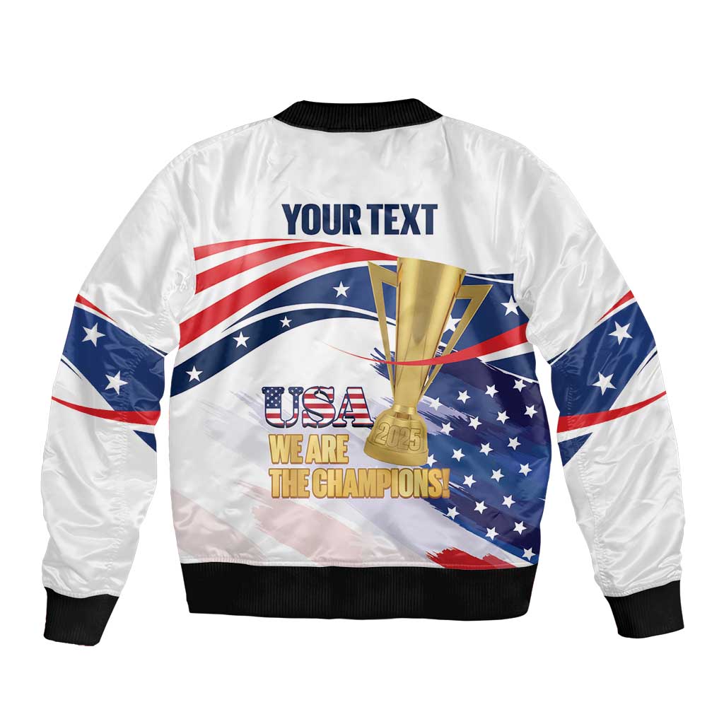 Personalized United States Soccer Sleeve Zip Bomber Jacket 2025 USA Champions - Wonder Print Shop