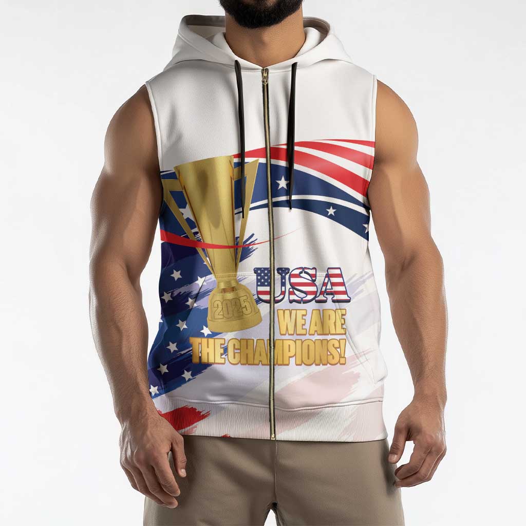 United States Soccer Sleeveless Zip Hoodie 2025 USA Champions - Wonder Print Shop