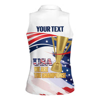 Personalized United States Soccer Women Sleeveless Polo Shirt 2025 USA Champions - Wonder Print Shop