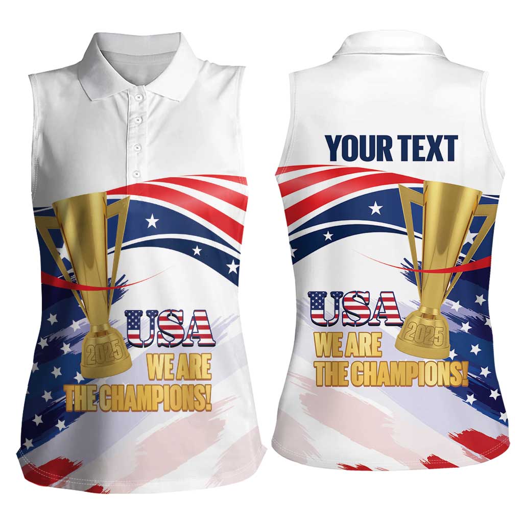 Personalized United States Soccer Women Sleeveless Polo Shirt 2025 USA Champions - Wonder Print Shop