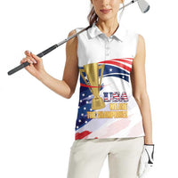 Personalized United States Soccer Women Sleeveless Polo Shirt 2025 USA Champions - Wonder Print Shop