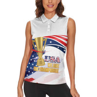 Personalized United States Soccer Women Sleeveless Polo Shirt 2025 USA Champions - Wonder Print Shop