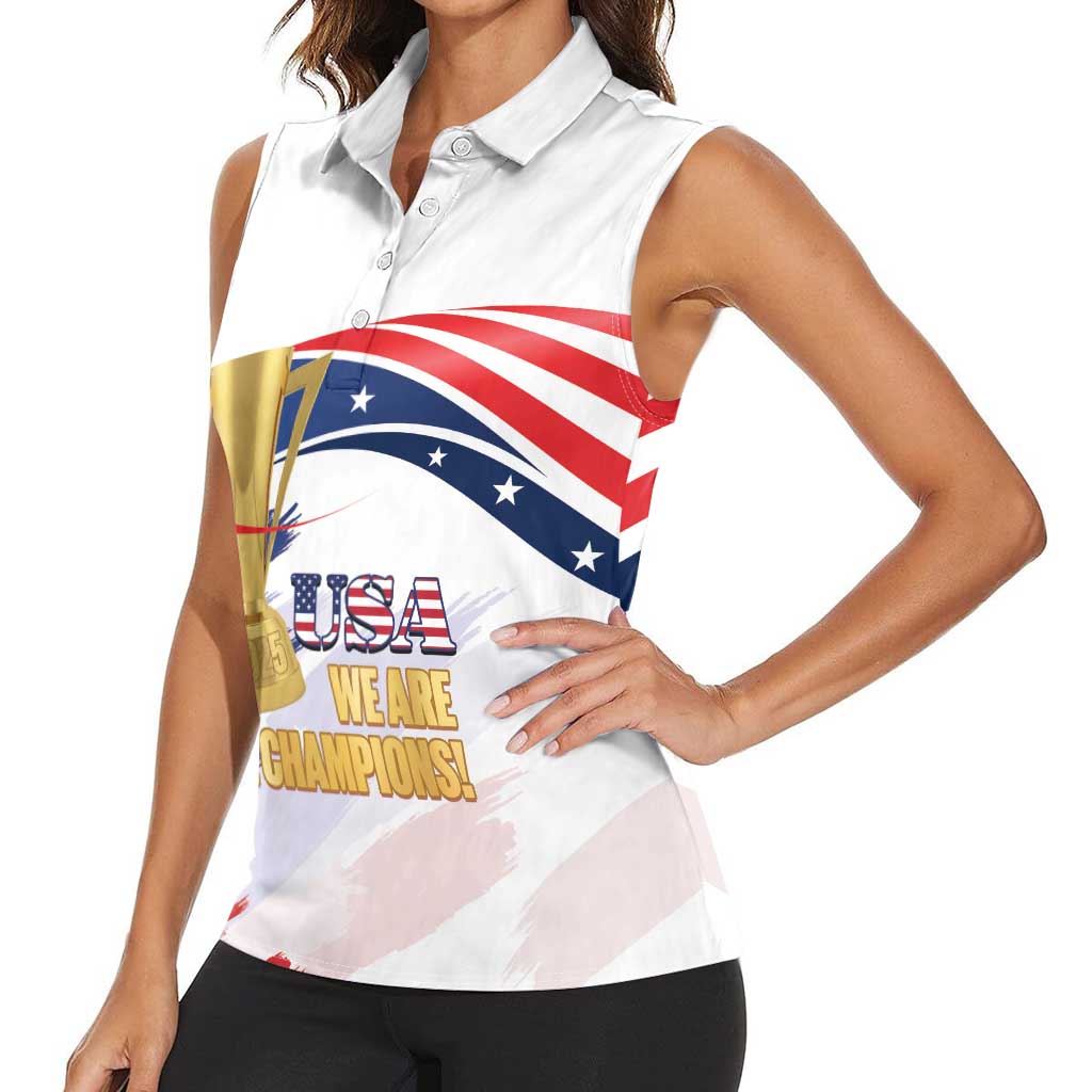 Personalized United States Soccer Women Sleeveless Polo Shirt 2025 USA Champions - Wonder Print Shop