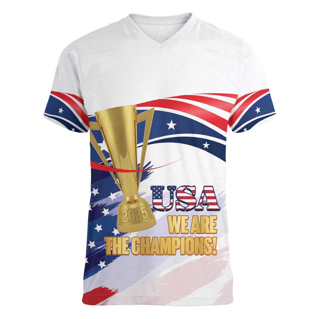 Personalized United States Soccer Women V-Neck T-Shirt 2025 USA Champions - Wonder Print Shop