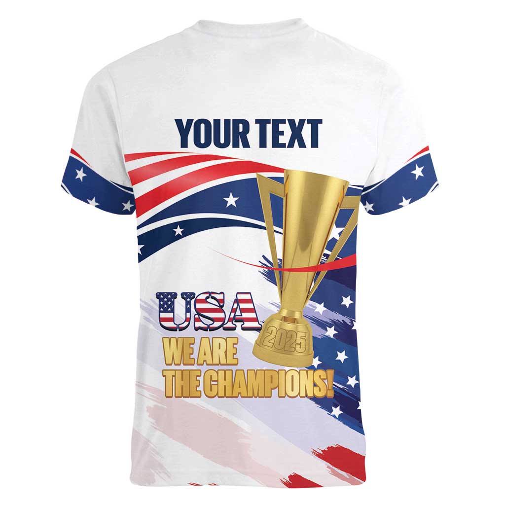 Personalized United States Soccer Women V-Neck T-Shirt 2025 USA Champions - Wonder Print Shop