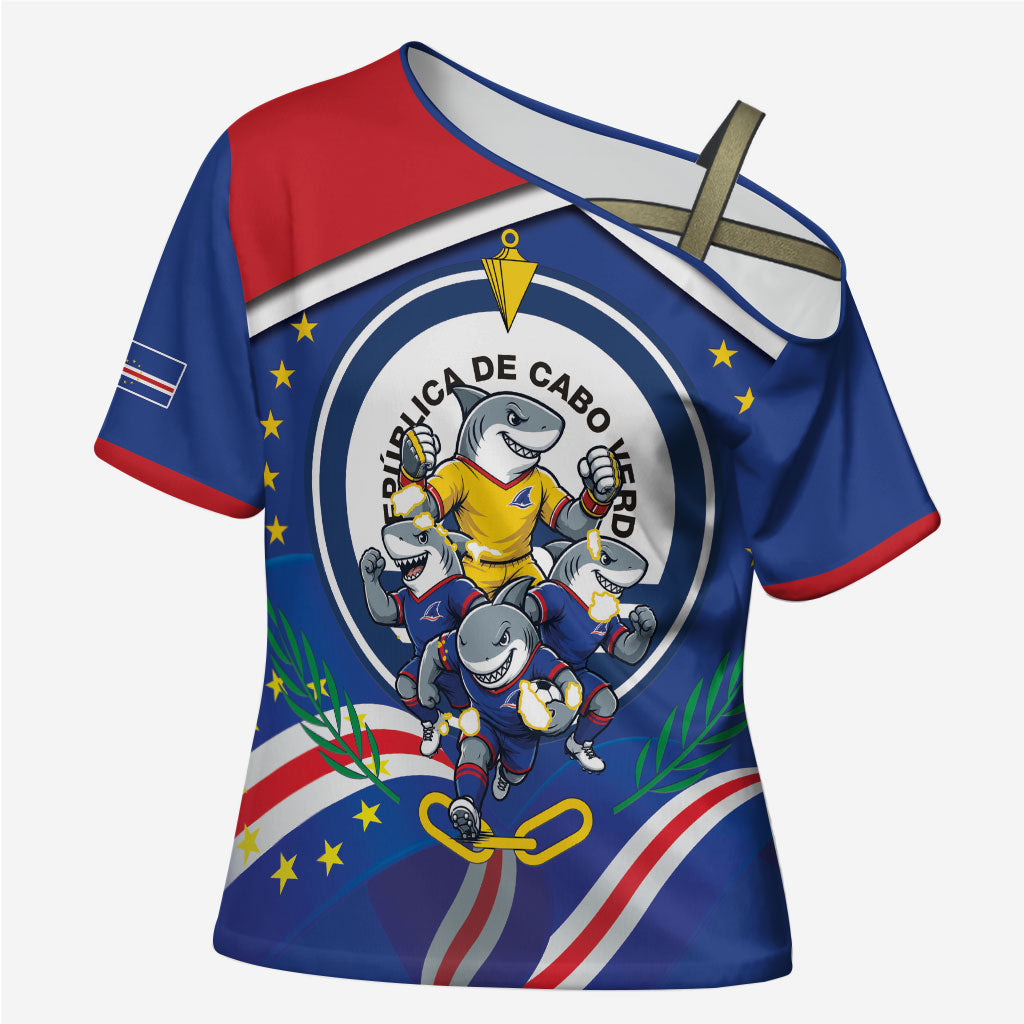 Cape Verde 2026 Football Cross Shoulder Shirt Orgulho Tubaroes Azuis Make History