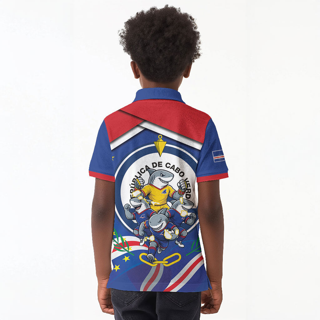 Cape Verde 2026 Football Kid Polo Shirt Orgulho Tubaroes Azuis Make History