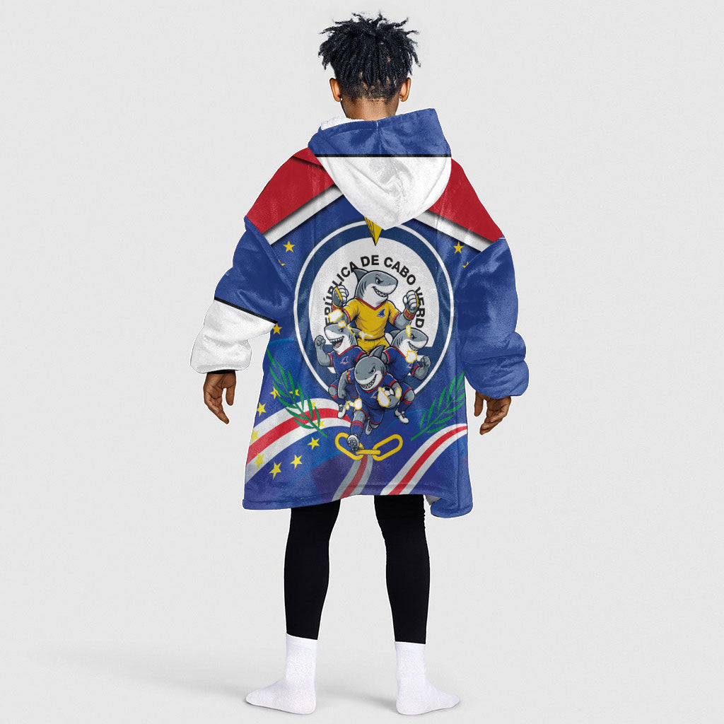 Cape Verde 2026 Football Kid Wearable Blanket Hoodie Orgulho Tubaroes Azuis Make History