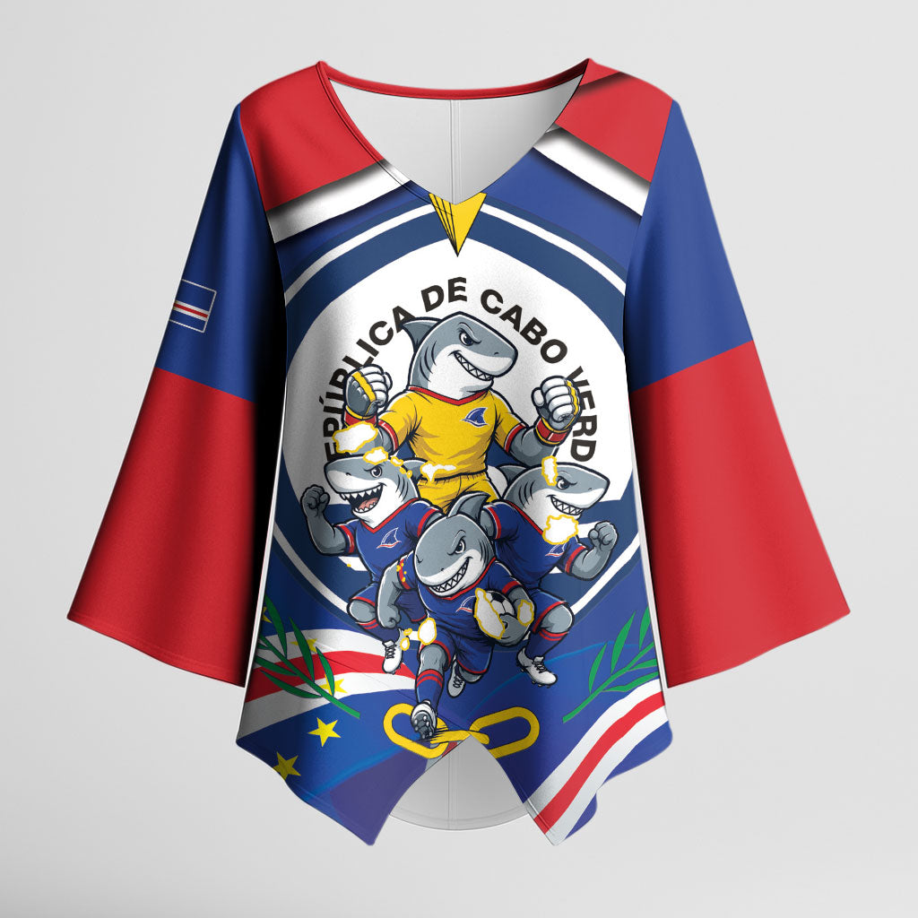 Cape Verde 2026 Football Kimono Sleeve Blouse Orgulho Tubaroes Azuis Make History