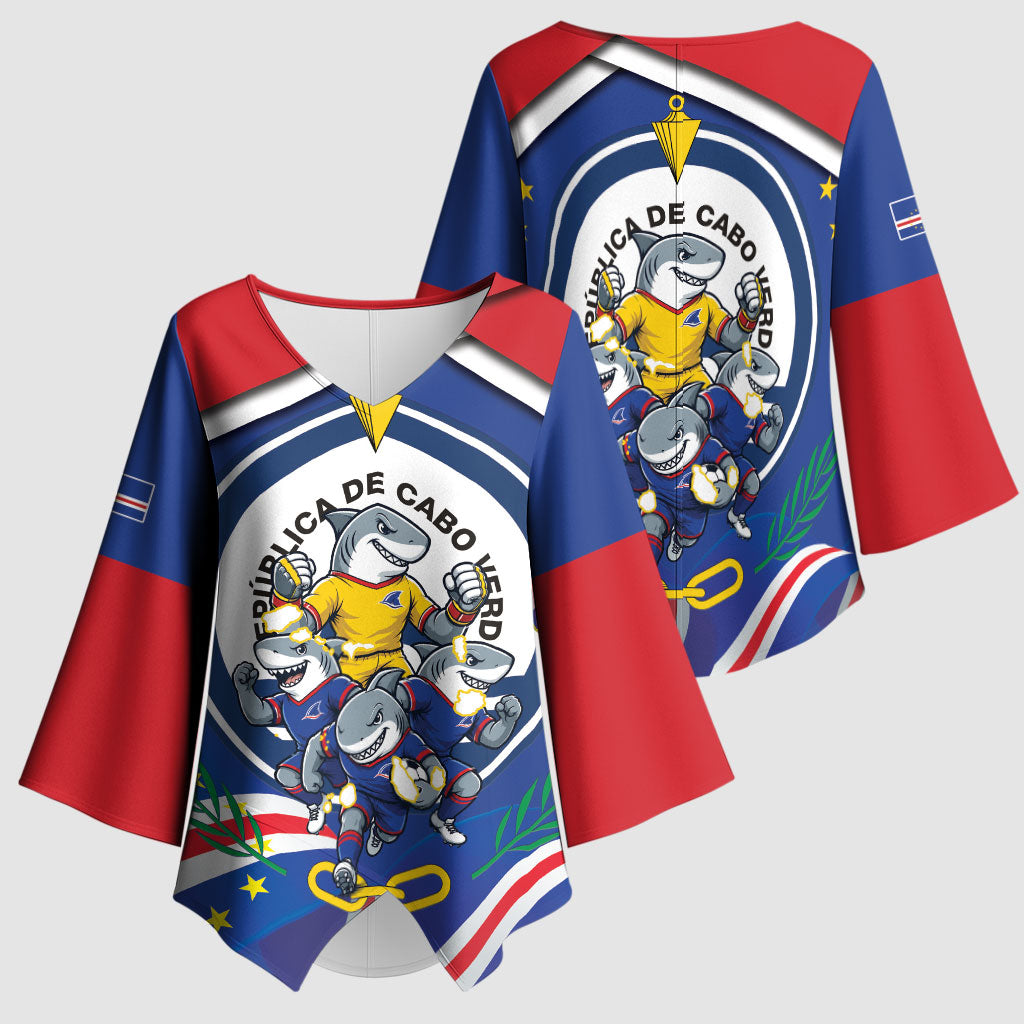 Cape Verde 2026 Football Kimono Sleeve Blouse Orgulho Tubaroes Azuis Make History