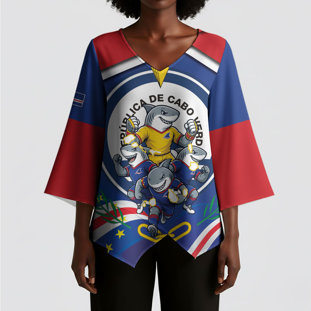 Cape Verde 2026 Football Kimono Sleeve Blouse Orgulho Tubaroes Azuis Make History