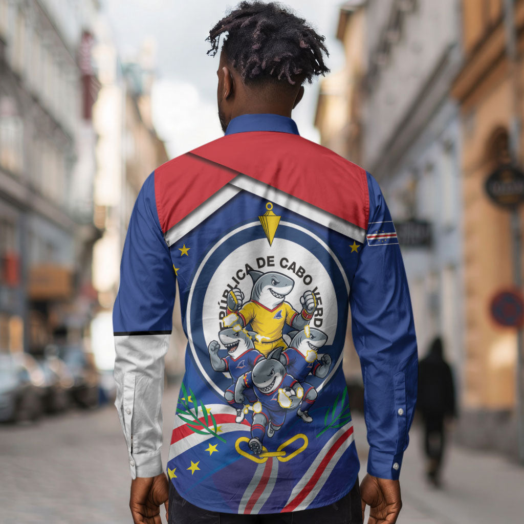 Cape Verde 2026 Football Long Sleeve Button Shirt Orgulho Tubaroes Azuis Make History