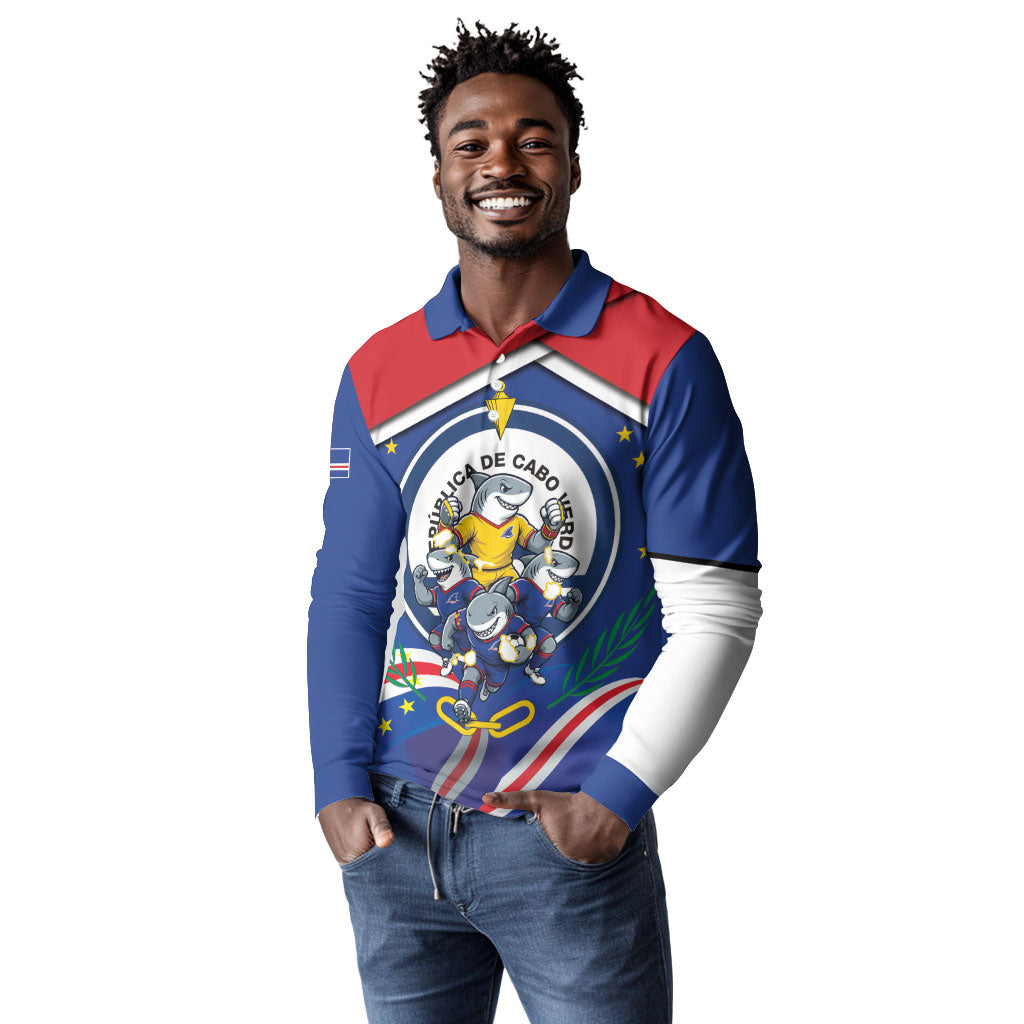 Cape Verde 2026 Football Long Sleeve Polo Shirt Orgulho Tubaroes Azuis Make History