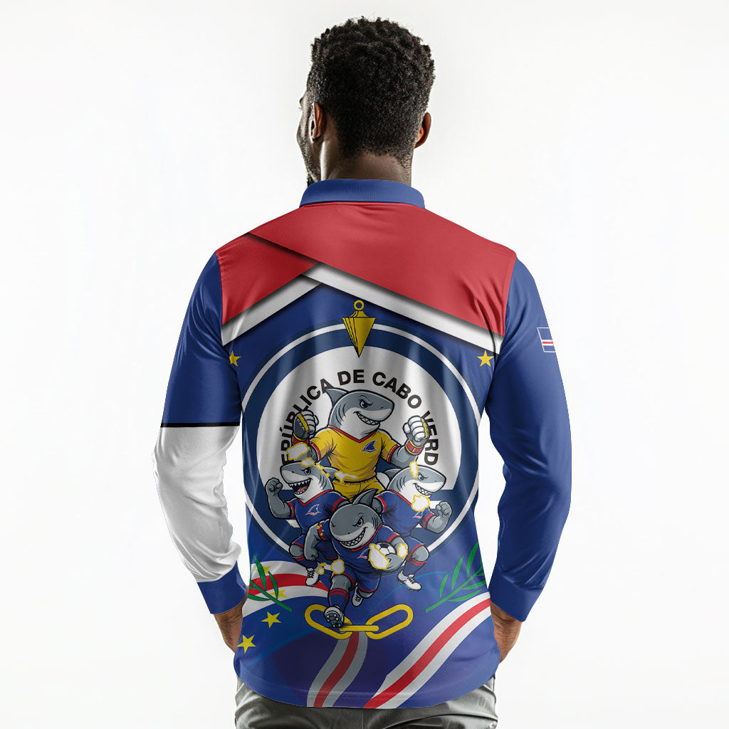 Cape Verde 2026 Football Long Sleeve Polo Shirt Orgulho Tubaroes Azuis Make History