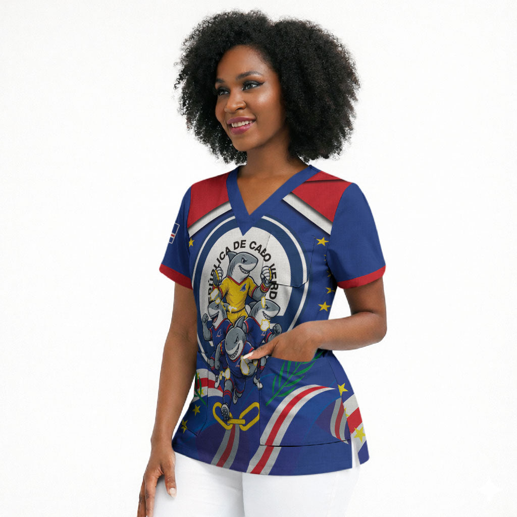 Cape Verde 2026 Football Scrub Top Orgulho Tubaroes Azuis Make History