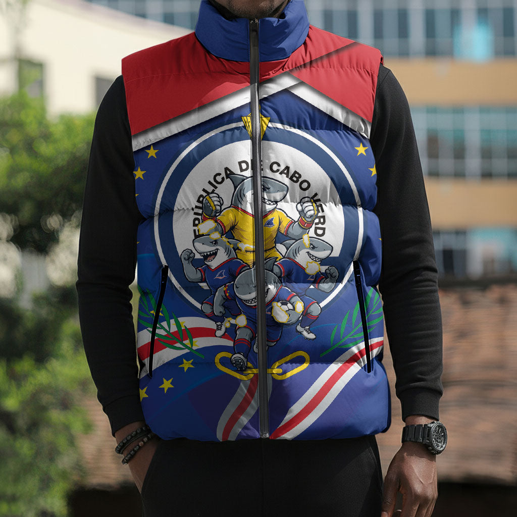 Cape Verde 2026 Football Sleeveless Puffer Jacket Orgulho Tubaroes Azuis Make History
