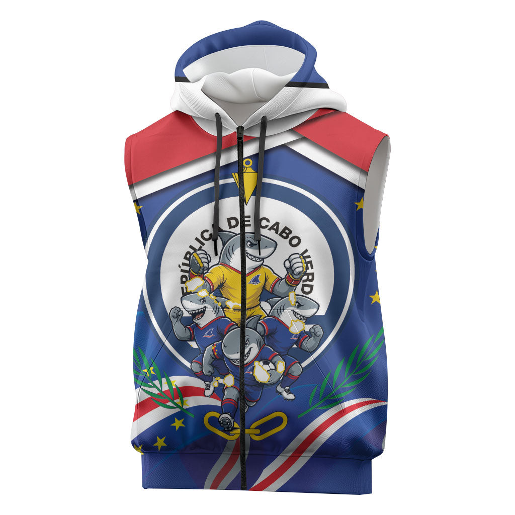 Cape Verde 2026 Football Sleeveless Zip Hoodie Orgulho Tubaroes Azuis Make History