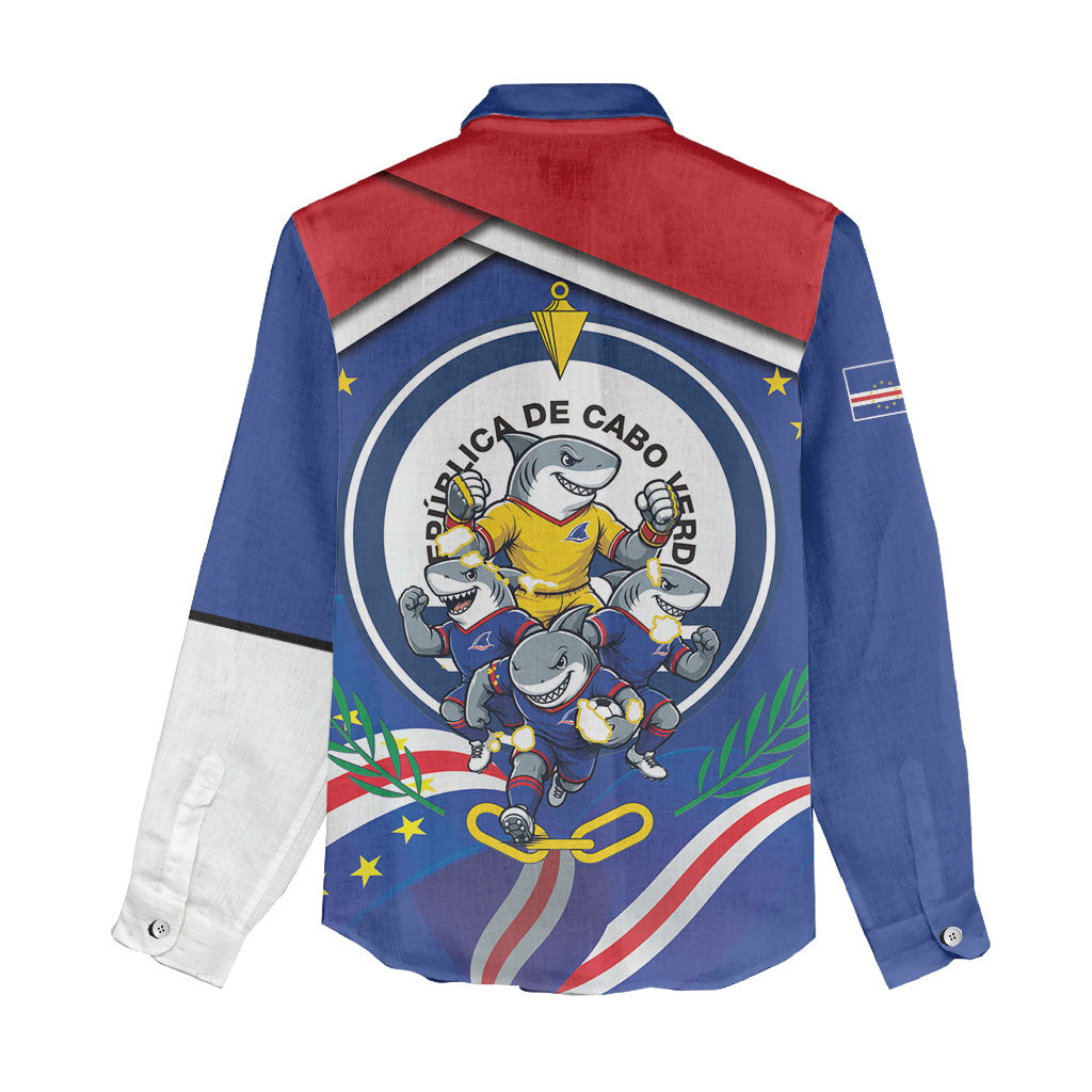 Cape Verde 2026 Football Women Casual Shirt Orgulho Tubaroes Azuis Make History