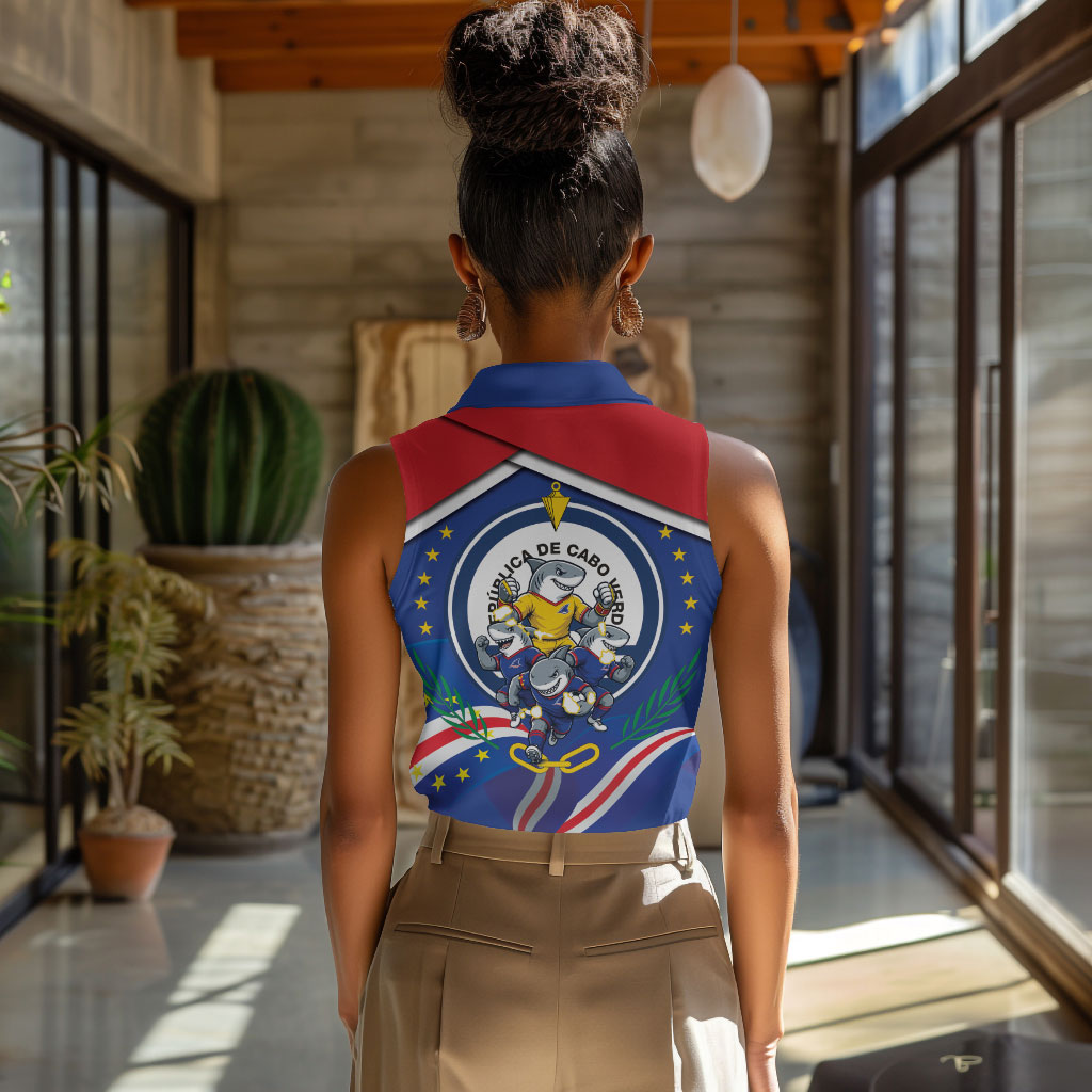 Cape Verde 2026 Football Women Sleeveless Polo Shirt Orgulho Tubaroes Azuis Make History