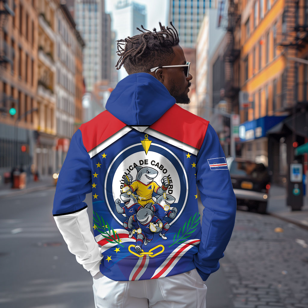 Cape Verde 2026 Football Zip Hoodie Orgulho Tubaroes Azuis Make History