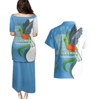 Guatemala Independence Day Couples Matching Puletasi Dress and Hawaiian Shirt Guatemalan Quetzal 202st Anniversary - Wonder Print Shop
