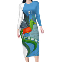 Custom Guatemala Independence Day Long Sleeve Bodycon Dress Guatemalan Quetzal 202st Anniversary - Wonder Print Shop