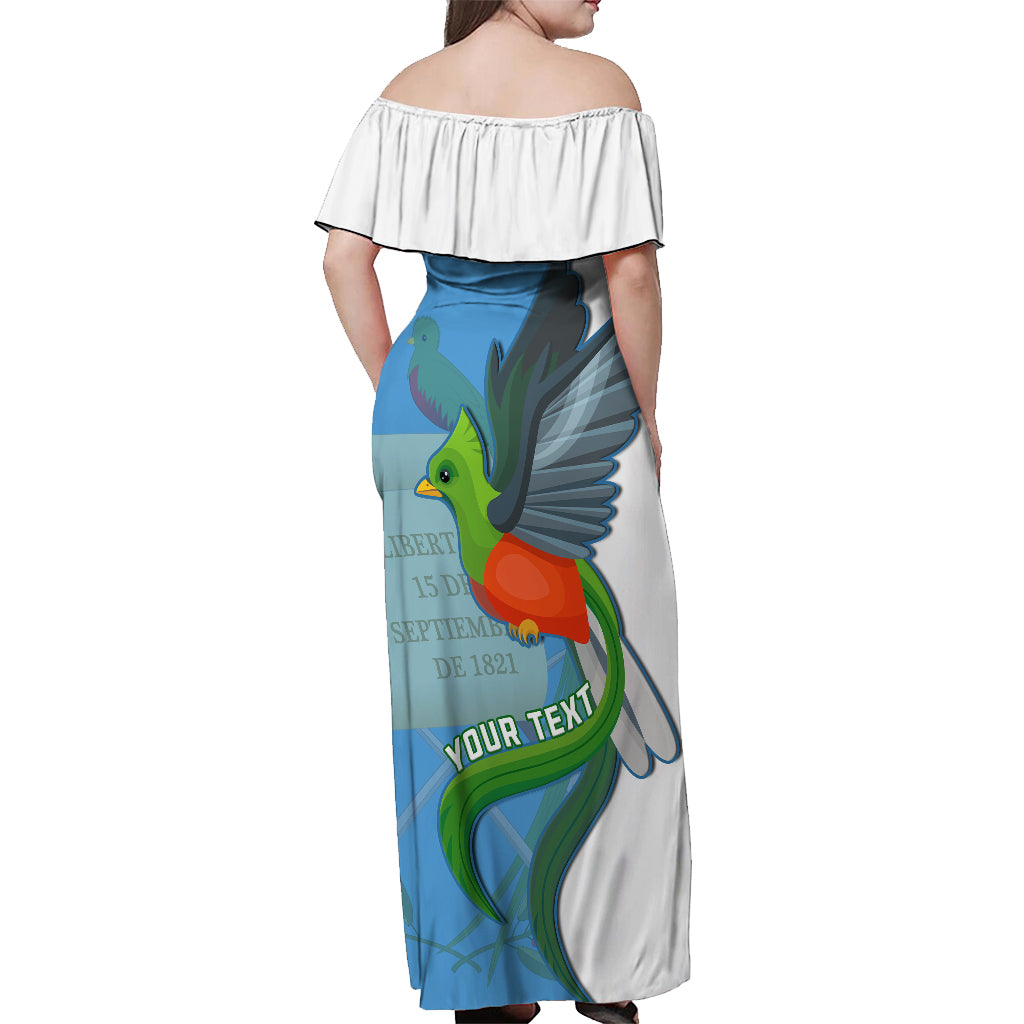 Custom Guatemala Independence Day Off Shoulder Maxi Dress Guatemalan Quetzal 202st Anniversary - Wonder Print Shop