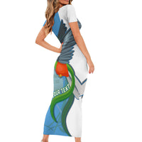 Custom Guatemala Independence Day Short Sleeve Bodycon Dress Guatemalan Quetzal 202st Anniversary - Wonder Print Shop