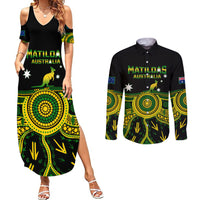 Australia Soccer Couples Matching Summer Maxi Dress and Long Sleeve Button Shirts Aboriginal Go Matildas 2023 World Cup - Wonder Print Shop