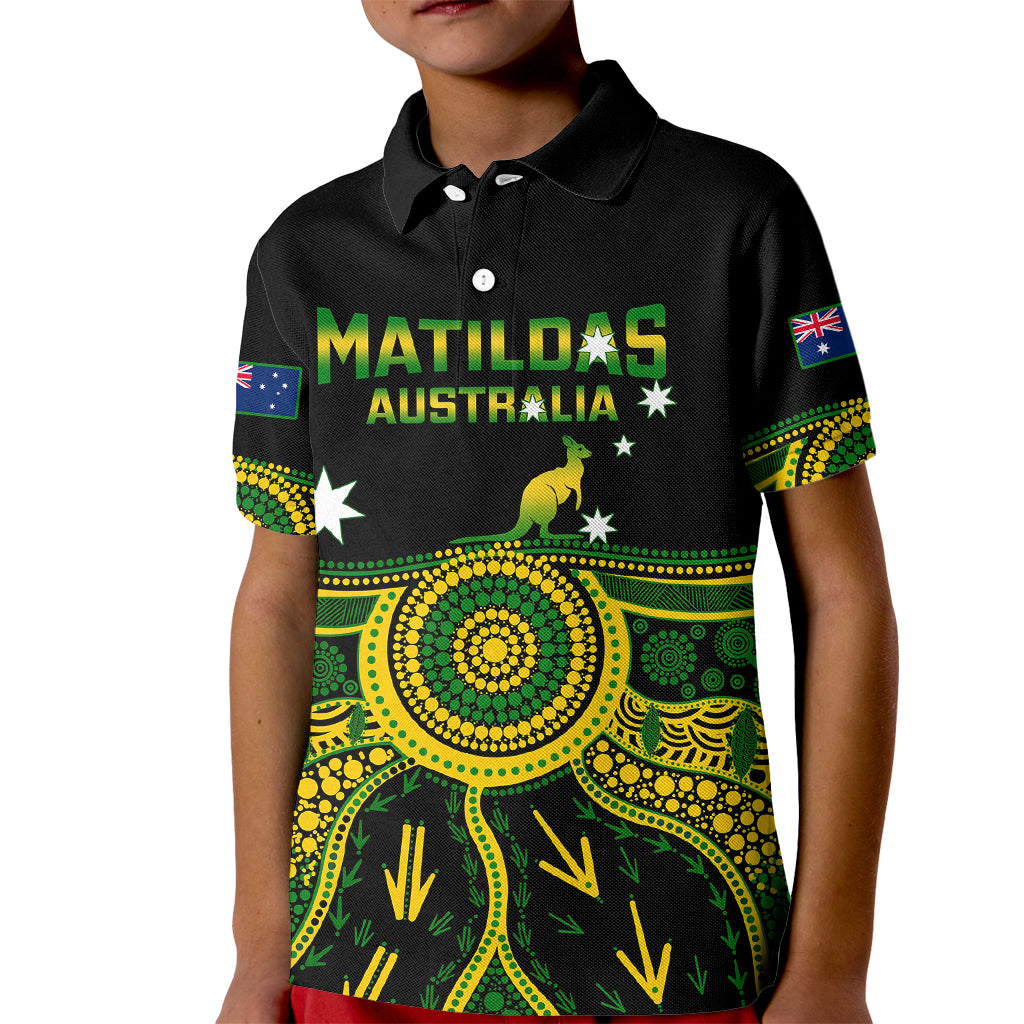 Australia Soccer Kid Polo Shirt Aboriginal Go Matildas 2023 World Cup - Wonder Print Shop