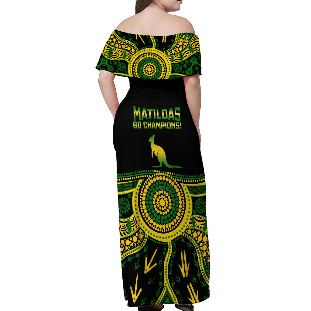 Australia Soccer Off Shoulder Maxi Dress Aboriginal Go Matildas 2023 World Cup - Wonder Print Shop