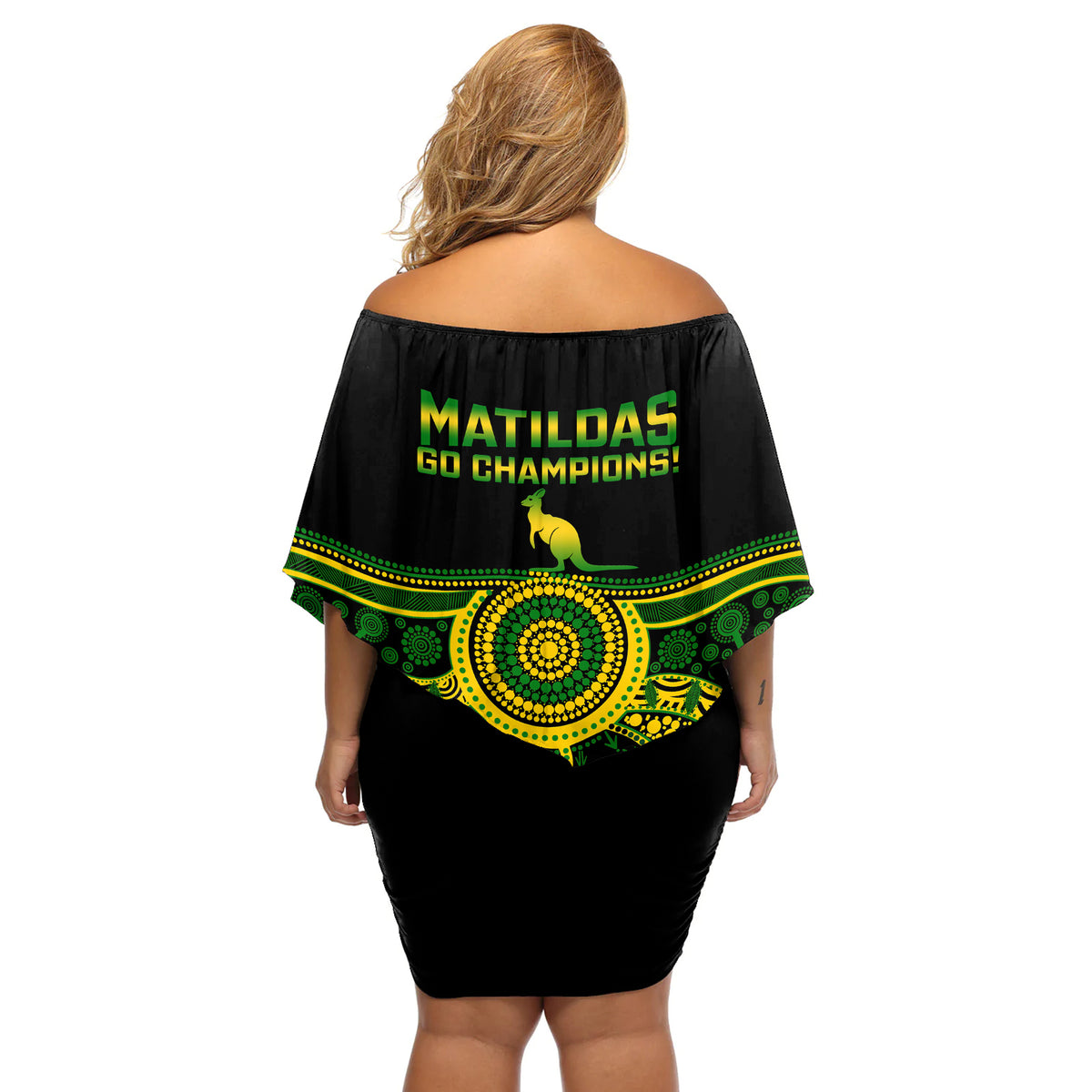 Australia Soccer Off Shoulder Short Dress Aboriginal Go Matildas 2023 World Cup - Wonder Print Shop