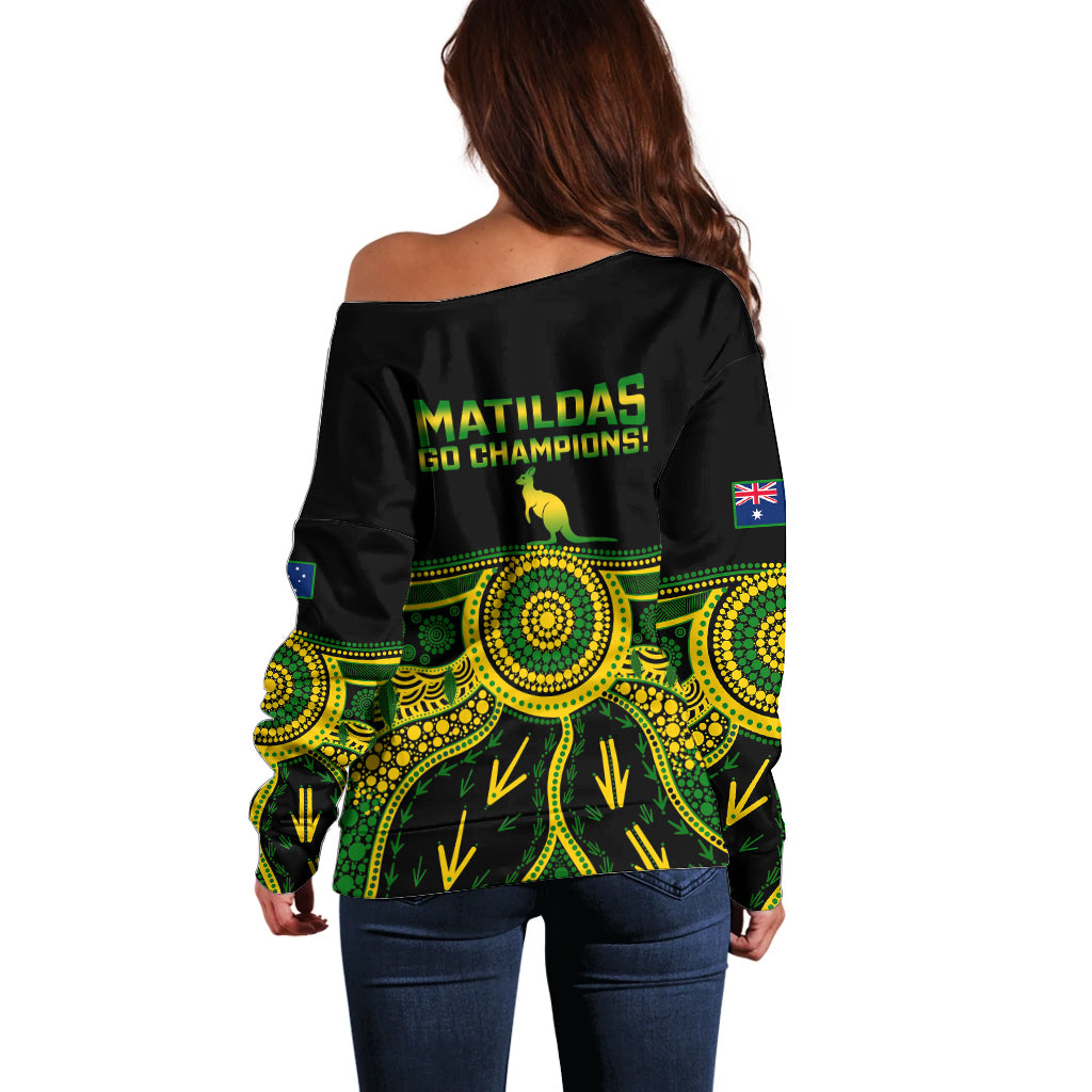 Australia Soccer Off Shoulder Sweater Aboriginal Go Matildas 2023 World Cup - Wonder Print Shop