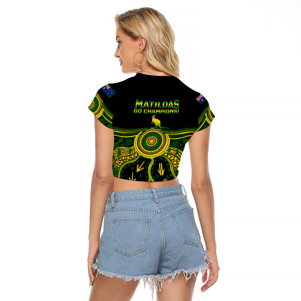 Australia Soccer Raglan Cropped T Shirt Aboriginal Go Matildas 2023 World Cup - Wonder Print Shop