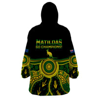 Australia Soccer Wearable Blanket Hoodie Aboriginal Go Matildas 2023 World Cup - Wonder Print Shop