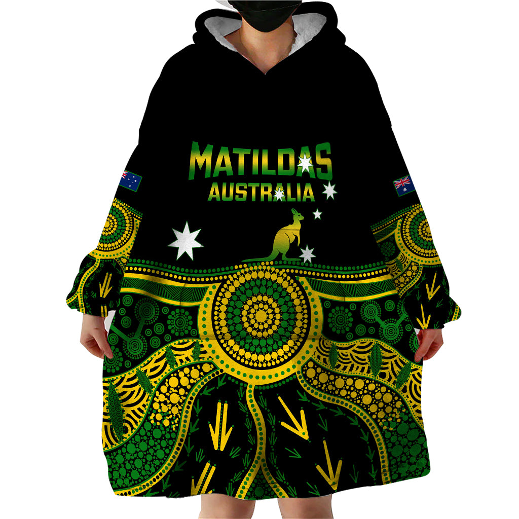 Australia Soccer Wearable Blanket Hoodie Aboriginal Go Matildas 2023 World Cup - Wonder Print Shop
