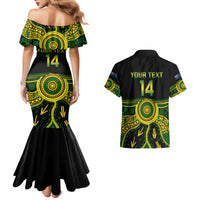 Personalised Australia Soccer Couples Matching Mermaid Dress and Hawaiian Shirt Aboriginal Go Matildas 2023 World Cup - Wonder Print Shop