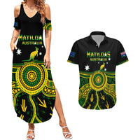Personalised Australia Soccer Couples Matching Summer Maxi Dress and Hawaiian Shirt Aboriginal Go Matildas 2023 World Cup - Wonder Print Shop