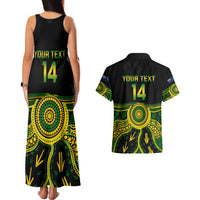 Personalised Australia Soccer Couples Matching Tank Maxi Dress and Hawaiian Shirt Aboriginal Go Matildas 2023 World Cup - Wonder Print Shop