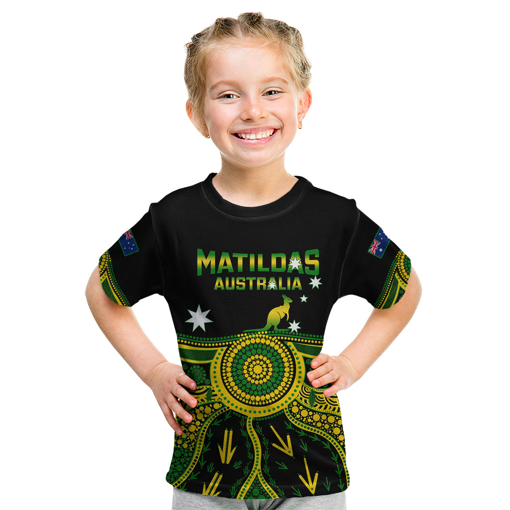 Personalised Australia Soccer Kid T Shirt Aboriginal Go Matildas 2023 World Cup - Wonder Print Shop