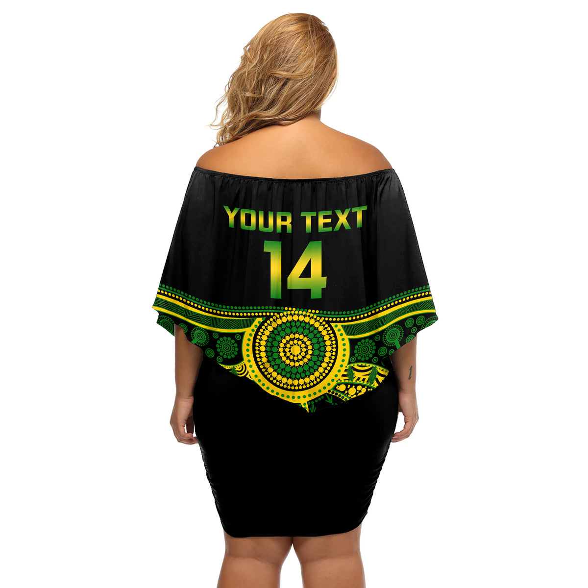 Personalised Australia Soccer Off Shoulder Short Dress Aboriginal Go Matildas 2023 World Cup - Wonder Print Shop