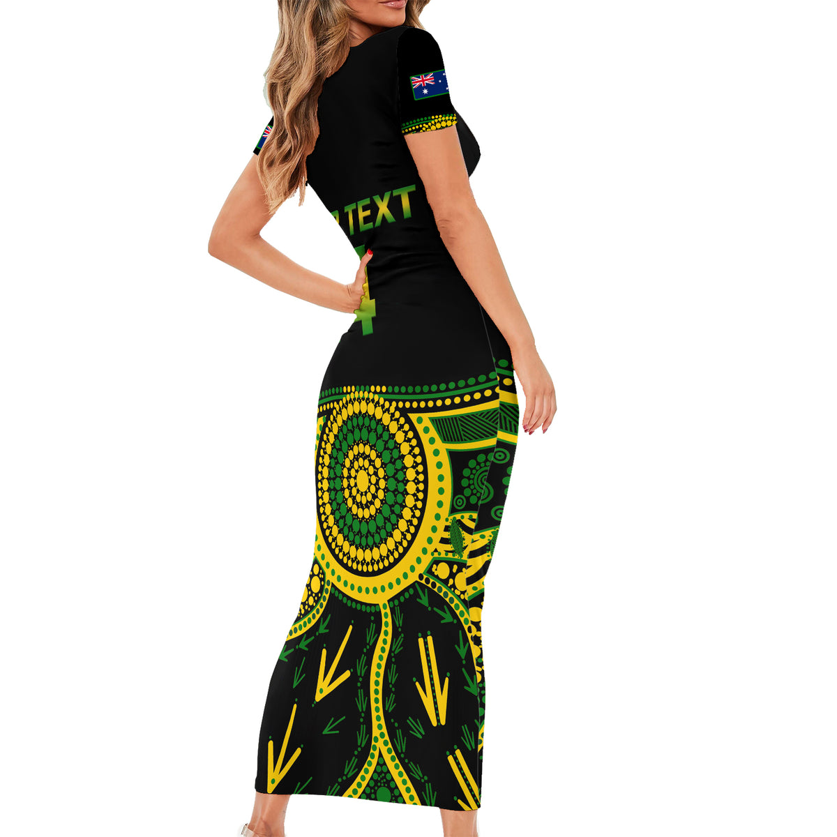Personalised Australia Soccer Short Sleeve Bodycon Dress Aboriginal Go Matildas 2023 World Cup - Wonder Print Shop