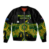 Personalised Australia Soccer Sleeve Zip Bomber Jacket Aboriginal Go Matildas 2023 World Cup - Wonder Print Shop