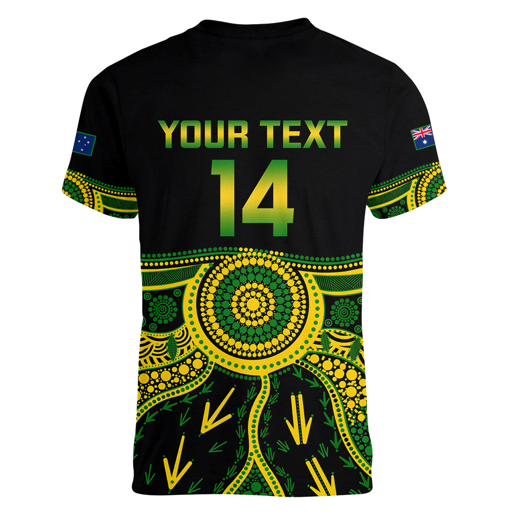 Personalised Australia Soccer Women V Neck T Shirt Aboriginal Go Matildas 2023 World Cup - Wonder Print Shop