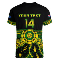 Personalised Australia Soccer Women V Neck T Shirt Aboriginal Go Matildas 2023 World Cup - Wonder Print Shop