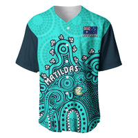 Personalised Australia Soccer Baseball Jersey Aboriginal Turquoise 2023 World Cup With Kangaroo - Wonder Print Shop