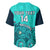 Personalised Australia Soccer Baseball Jersey Aboriginal Turquoise 2023 World Cup With Kangaroo - Wonder Print Shop