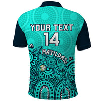 Personalised Australia Soccer Polo Shirt Aboriginal Turquoise 2023 World Cup With Kangaroo - Wonder Print Shop